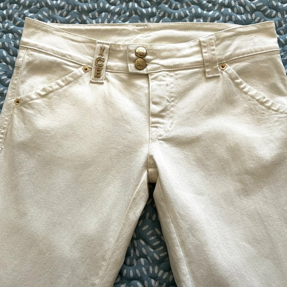 Rare Find! ICE Iceberg Off-White Straight Leg Jeans with Embellishments Size 27 - Picture 2 of 16